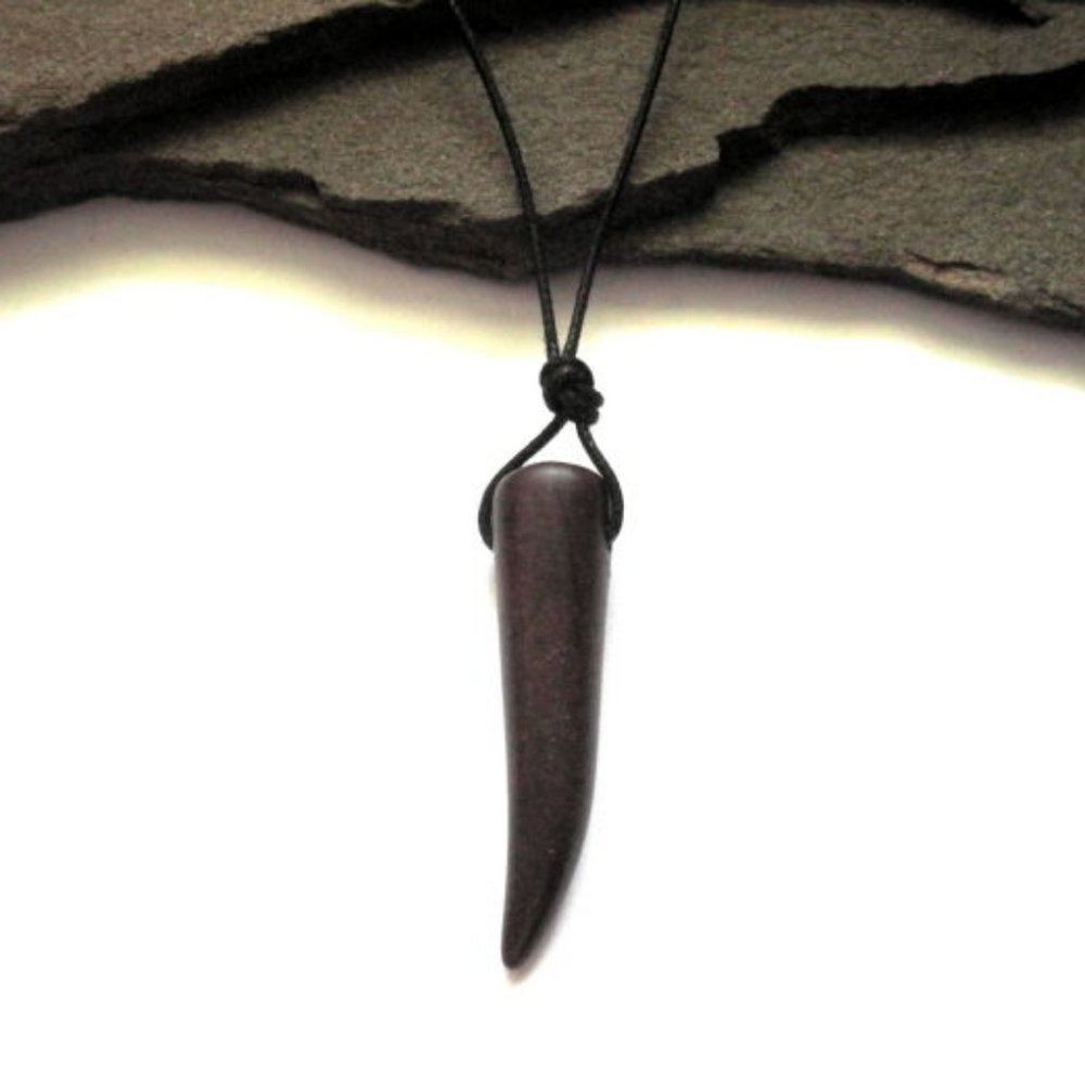 Brown Howlite Tribal Spike Cord Unisex Necklace